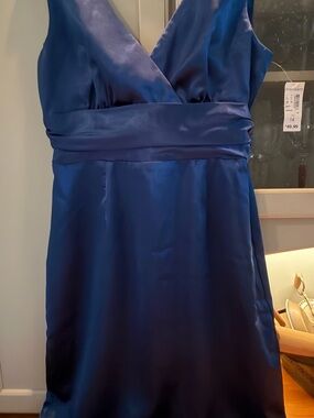dressbarn Dark Royal Blue Satin Midi Dress